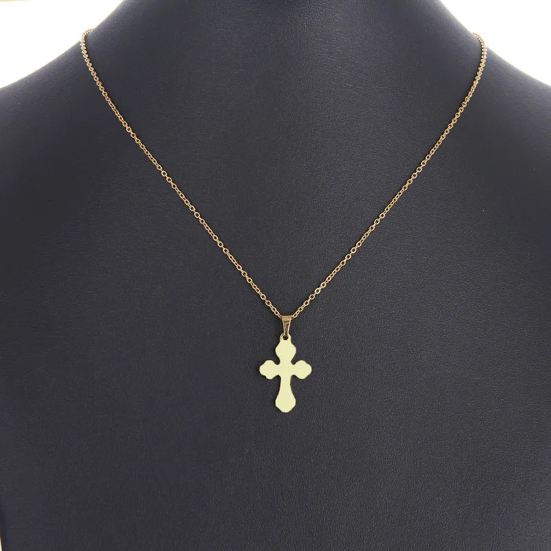 DOTIFI Stainless Steel Necklace For Women Man Lover's Sharp Cross Gold Color Pendant Necklace Engagement Jewelry Vera Lux
