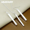Silver 925 Jewelry Sets Square Column Necklaces Drop Earring For Women Fashion Jewelry Set Vera Lux