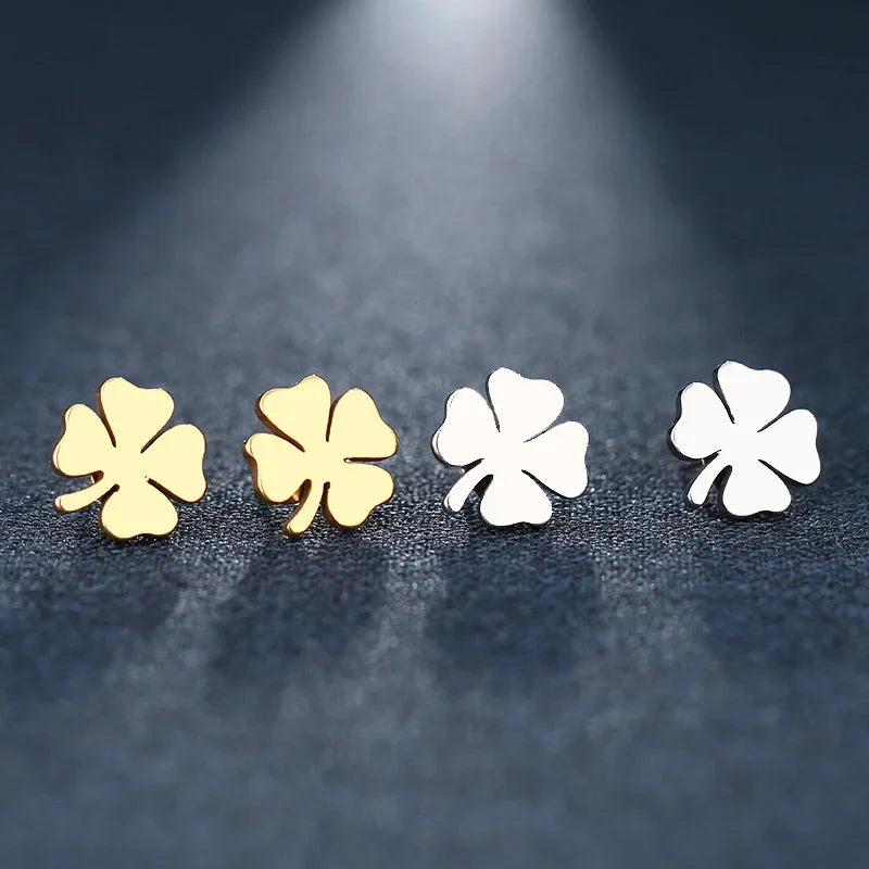 DOTIFI Stainless Steel Stud Earring For Women Man Clover Gold Color Lover's Engagement Jewelry Drop Shipping Vera Lux