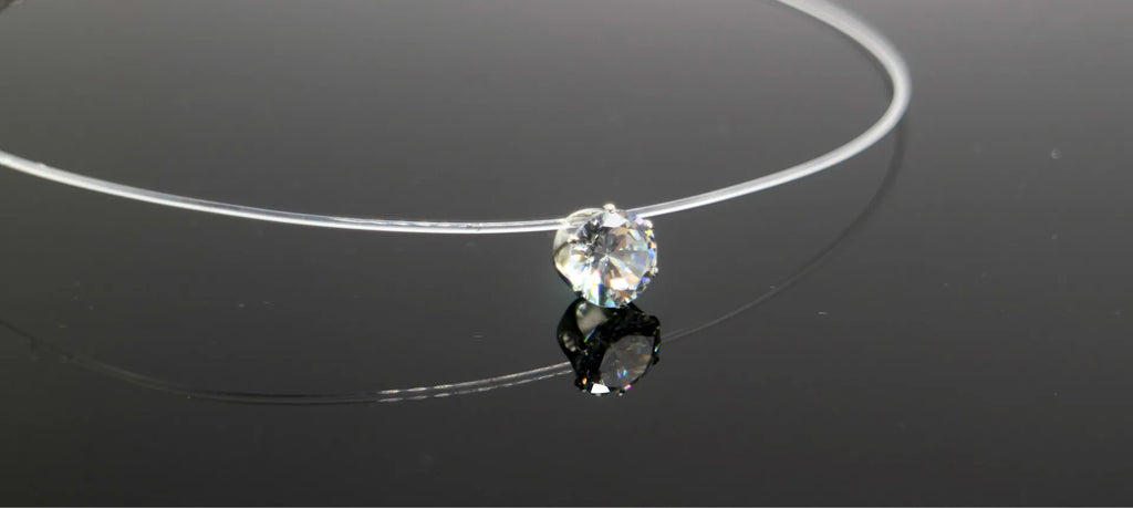 5 Colors Dazzling Zircon Necklace Invisible Transparent Fishing Line Simple Pendant Necklace Jewelry For Women Pearl Jewelry Vera Lux