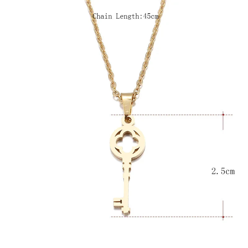 DOTIFI Stainless Steel Necklace For Women Lover's Fashion Key Pendant Clavicle Necklaces Valentine's Day Gift Card Jewelry Vera Lux