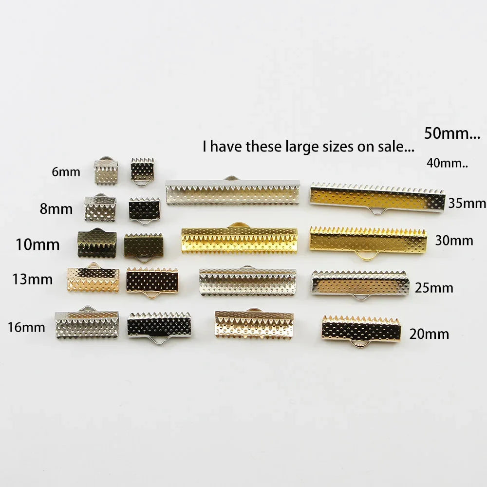 50pcs/lot Crimp Beads Cove Clasps Cord Leather Clip Necklace Bracelet Connectors End Caps For DIY Jewelry Findings Supplies Vera Lux
