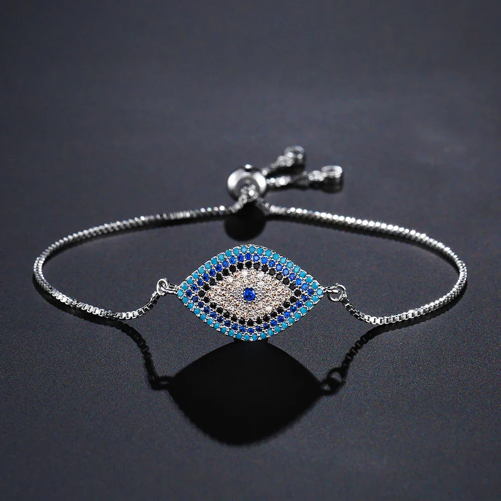NEWBUY 2026 Trendy Turkish Gold Color Evil Eye Bracelet Adjustable AAA CZ Pave Setting Female Luckry Party Jewelry Gift Vera Lux