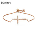 NEWBUY Classic AAA+ Cubic Zirconia Cross Charm Bracelets For Women Adjustable Copper Chain Bracelet & Bangle Dropship Jewelry Vera Lux