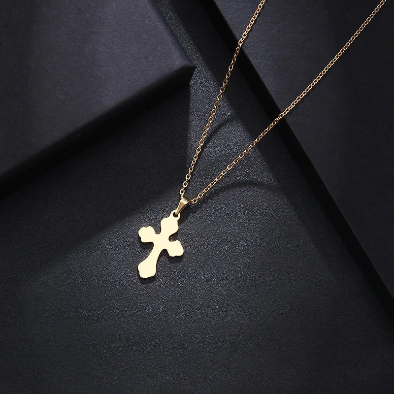 DOTIFI Stainless Steel Necklace For Women Man Lover's Sharp Cross Gold Color Pendant Necklace Engagement Jewelry Vera Lux