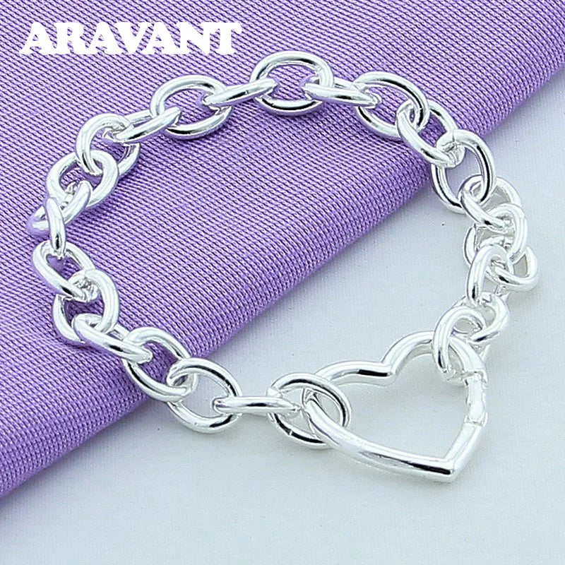Women Bracelets Silver Heart Buckle Bracelet For Women Romantic Bracelets Silver 925 Jewelry Vera Lux