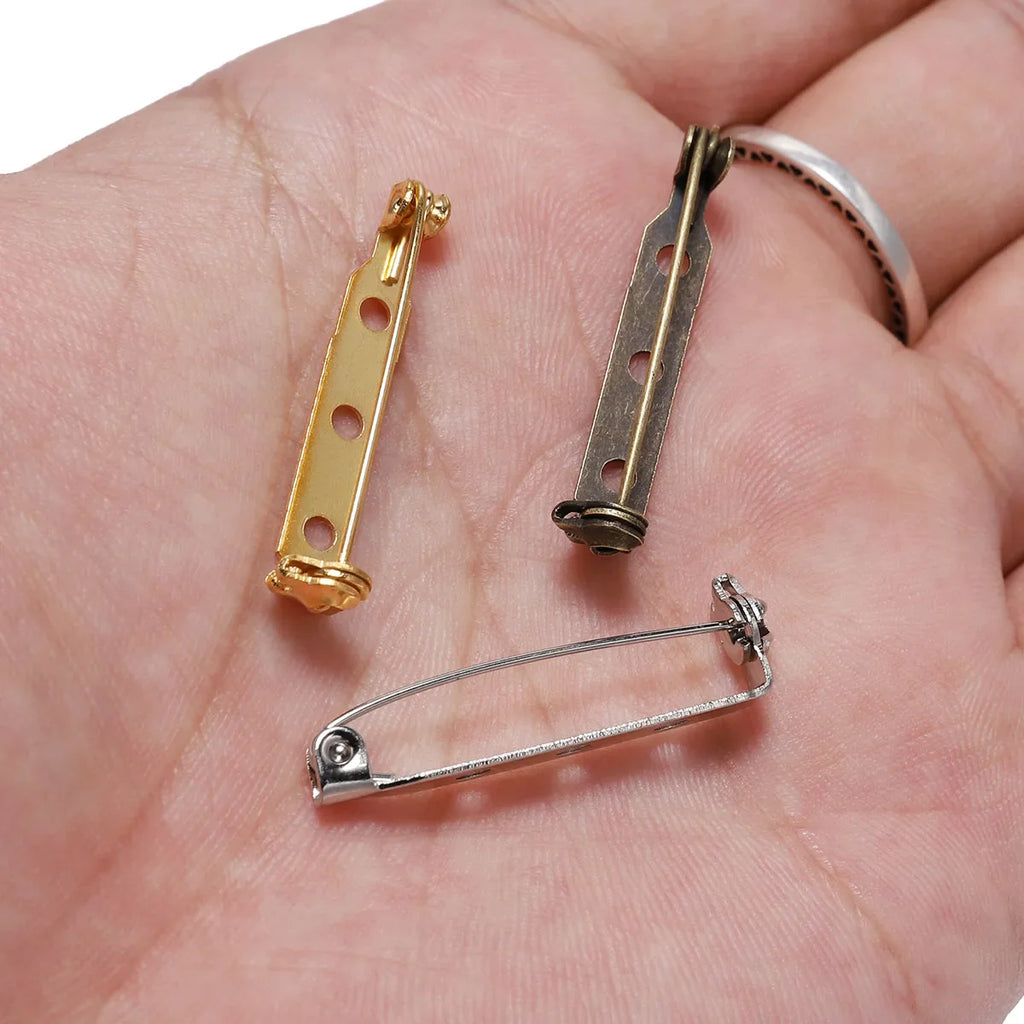 20-50pcs 20 25 32 38mm Brooch Clip Base Pin Blank Safe Lock Brooch Pin Base Badge Holder For DIY Jewelry Making Finding Supplies Vera Lux