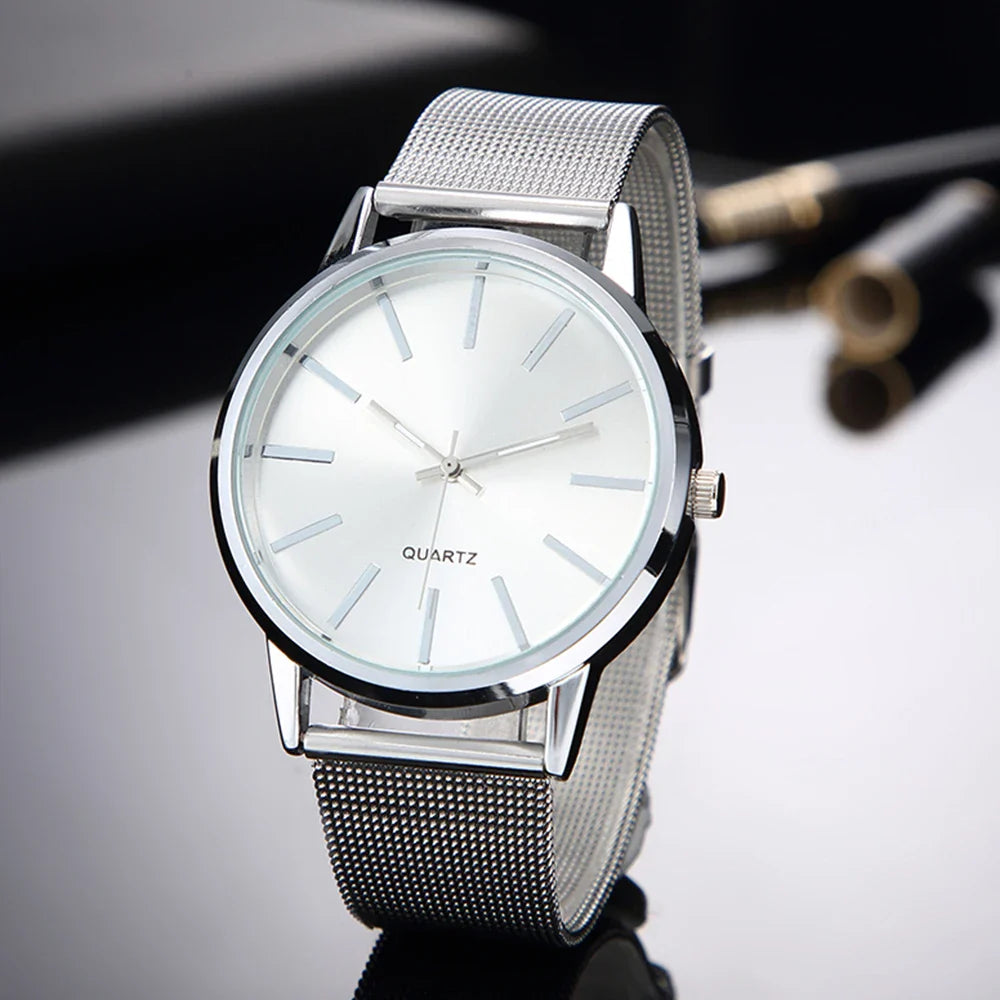 Luxury Women Watches 2025 New Stylish Silver Minimalist Business Ladies Quartz Watch Breathable Leather Steel Clock Reloj Mujer Vera Lux