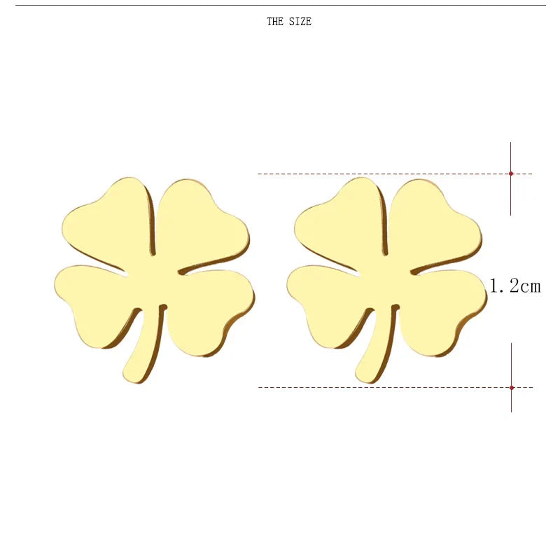 DOTIFI Stainless Steel Stud Earring For Women Man Clover Gold Color Lover's Engagement Jewelry Drop Shipping Vera Lux