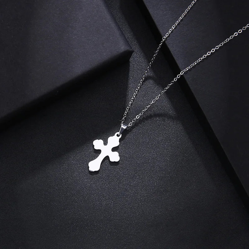 DOTIFI Stainless Steel Necklace For Women Man Lover's Sharp Cross Gold Color Pendant Necklace Engagement Jewelry Vera Lux
