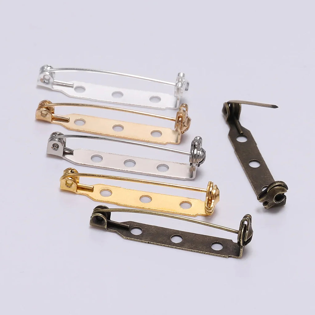20-50pcs 20 25 32 38mm Brooch Clip Base Pin Blank Safe Lock Brooch Pin Base Badge Holder For DIY Jewelry Making Finding Supplies Vera Lux