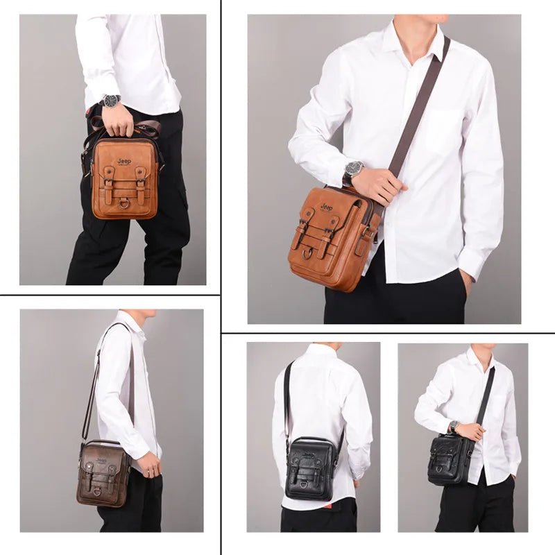 JEEP BULUO Multi-function Business Handbags Men New Man's Shoulder Bag Large Capacity Leather Messenger Bag Crossbody Big Brand Whatever the Treasure