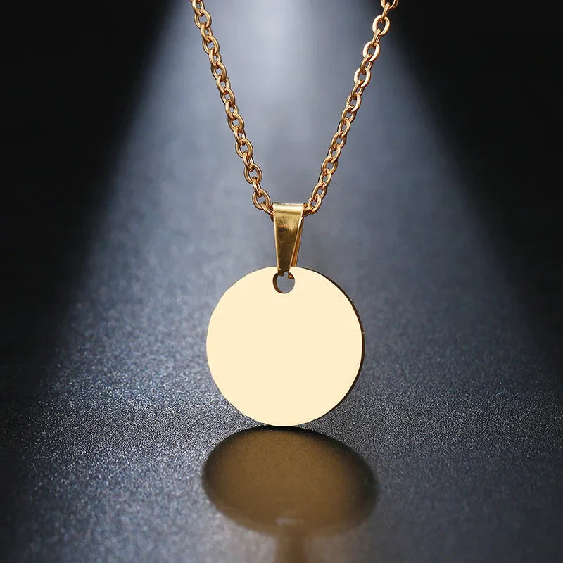 DOTIFI Stainless Steel Necklace Round Circle Pendant For Women Elegant Clavicle Rose Gol dNecklace Wedding Jewelry Wholesale Vera Lux