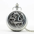 Antique Silver Fullmetal Alchemist Necklace Pendant Quartz Pocket Watch With Chain Gift Vera Lux