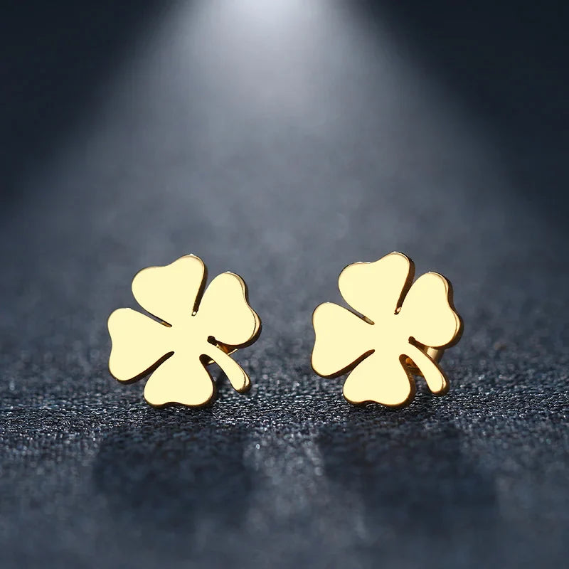 DOTIFI Stainless Steel Stud Earring For Women Man Clover Gold Color Lover's Engagement Jewelry Drop Shipping Vera Lux