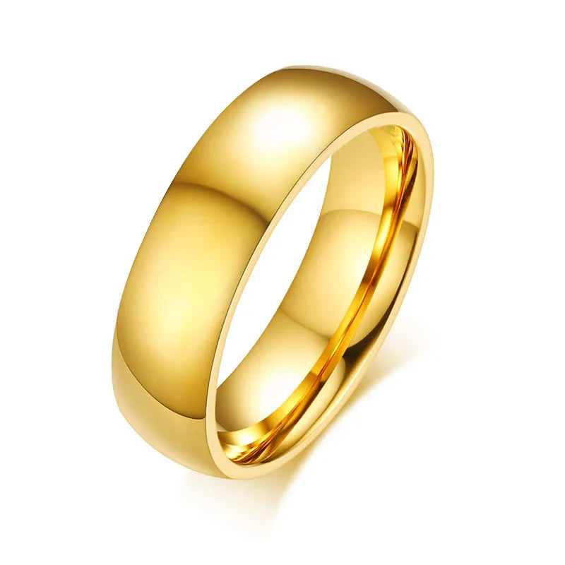 Vnox Classic Wedding Rings for Women Men Gold Color Stainless Steel Couple Band Anniversary Personalized Name Lovers Gift Vera Lux