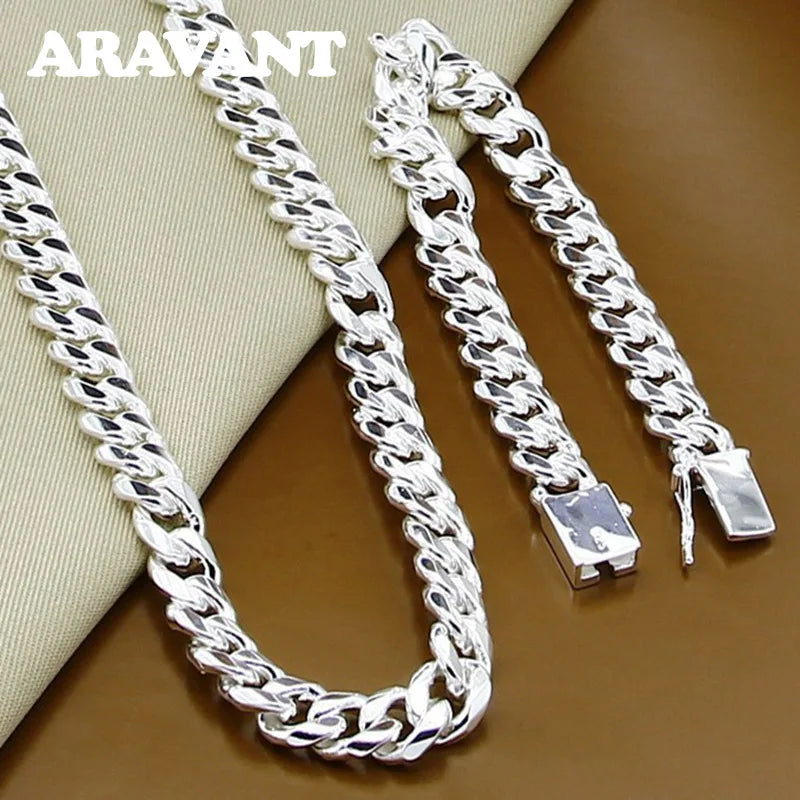Aravant 925 Silver Jewelry Sets For Women Men Sideway Necklaces Bracelets Jewelry Gifts Vera Lux