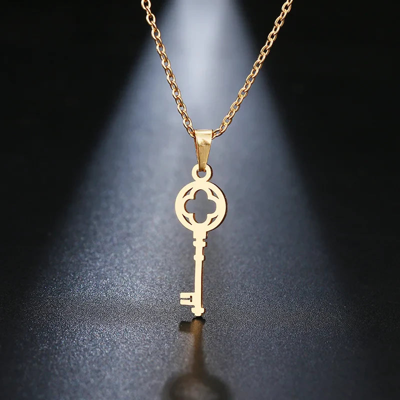 DOTIFI Stainless Steel Necklace For Women Lover's Fashion Key Pendant Clavicle Necklaces Valentine's Day Gift Card Jewelry Vera Lux