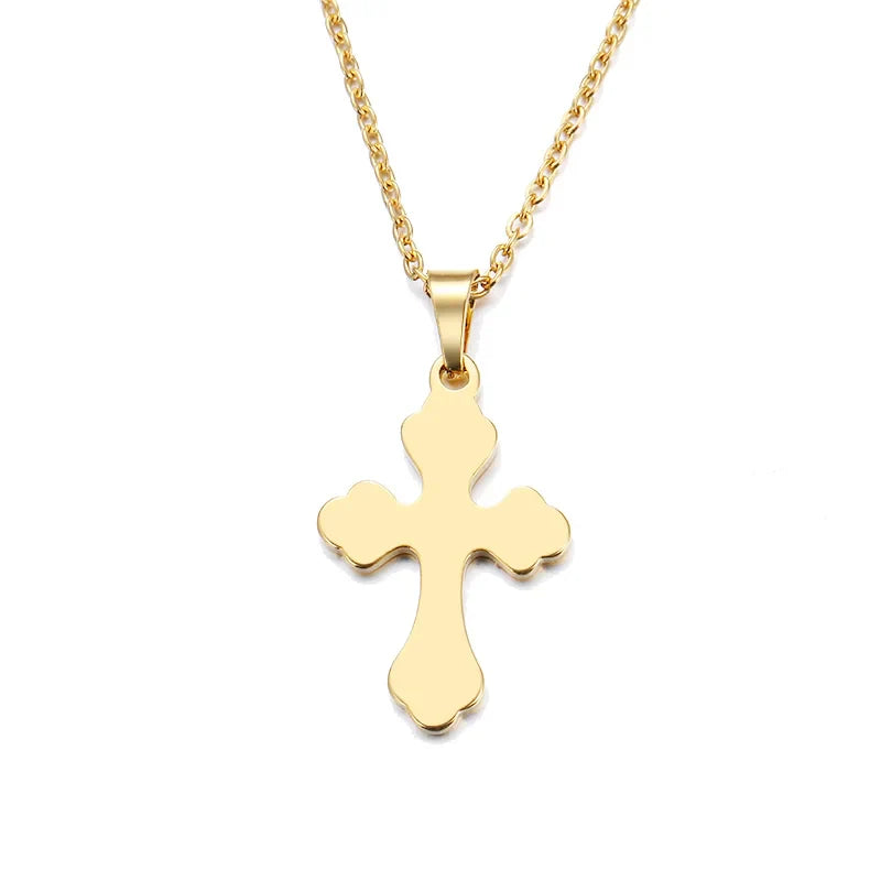 DOTIFI Stainless Steel Necklace For Women Man Lover's Sharp Cross Gold Color Pendant Necklace Engagement Jewelry Vera Lux