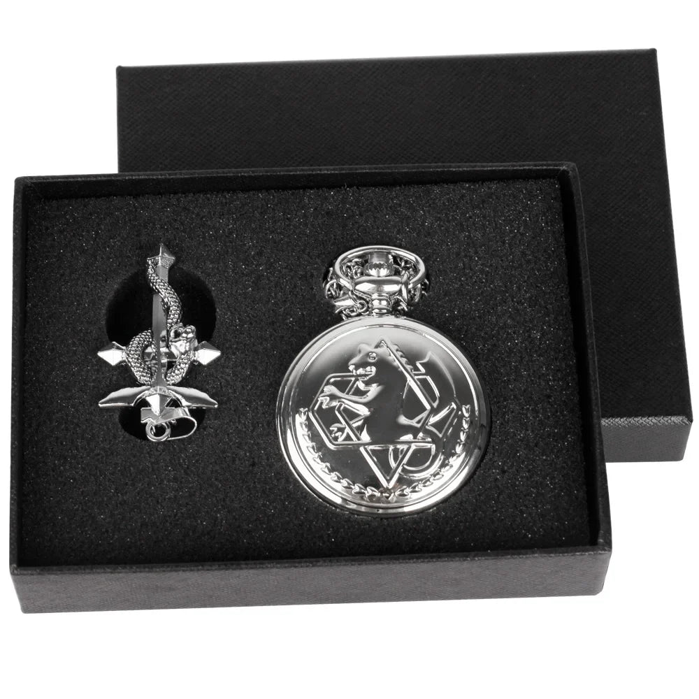 Fullmetal Alchemist High Grade Gifts Sets Pocket Watch Cosplay Japan Anime Necklace Clock Accessories With Box CF1217 Vera Lux