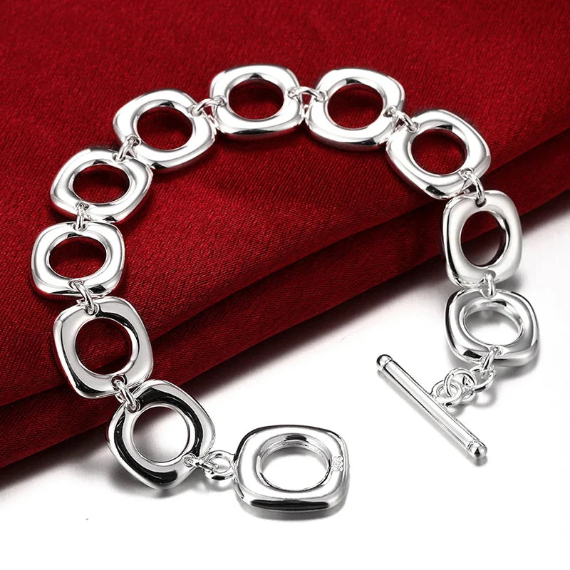 Aravant 925 Silver Square Earrings Rings Necklace Bracelet Set For Women Party Jewelry Christmas Gift Vera Lux