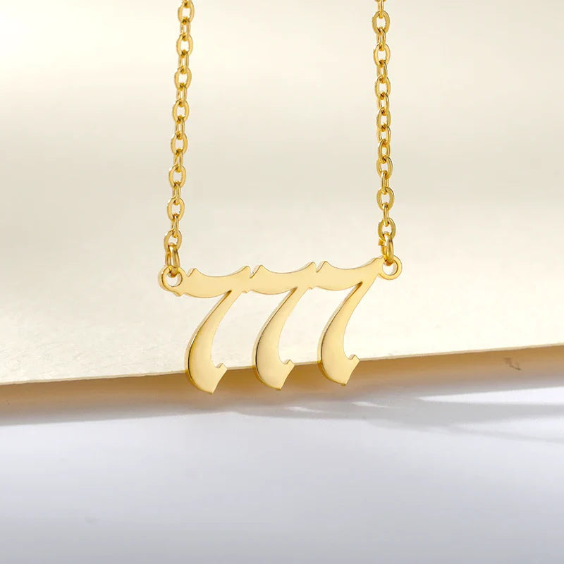 777 Angel Number Necklaces For Women Stainless Steel Couple Necklace Goth Chains Collar Choker Vintage Jewelry Aesthetic Vera Lux
