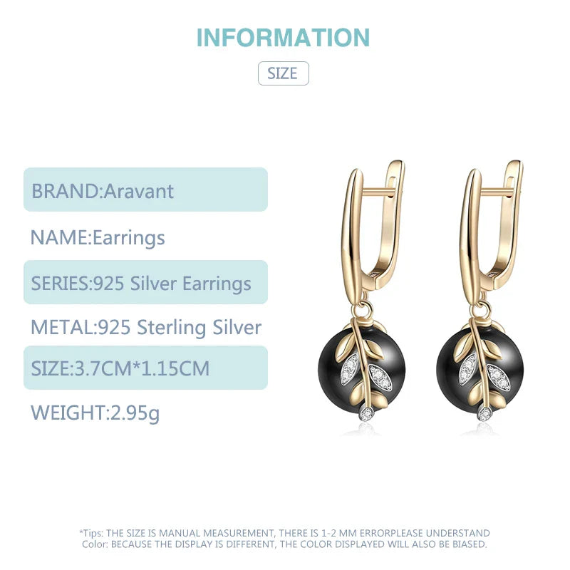 925 Silver 18K Gold Black Pearl Long Dangle Earring For Women Fashion Jewelry Gift Vera Lux