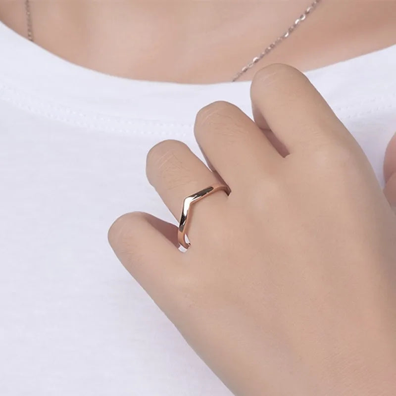 2mm Thin V Shape Stackable Ring Stainless Steel Plain Polished Band for Women Girl Size 5-10 Vera Lux
