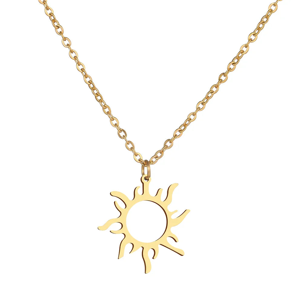 DOTIFI 316L Stainless Steel Necklace Plated Ethnic Sun Totem Pendent Necklaces For Charm Women Birthday Party Fashion Jewelry Vera Lux