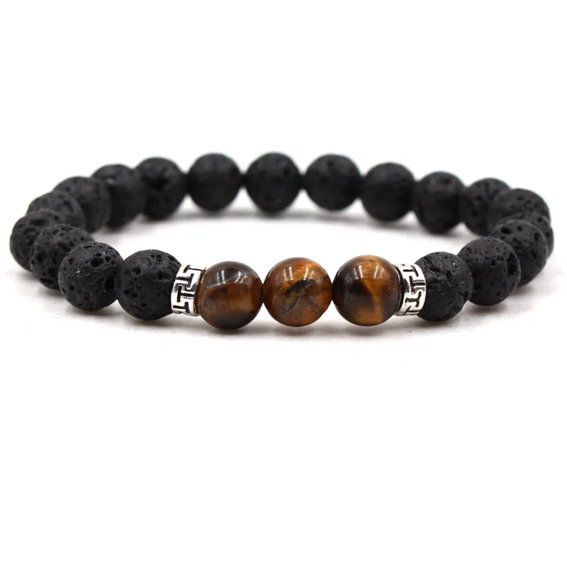 8MM Natural Stone Beaded Chain bracelets For Women Men Couple Lava Rock Healing Balance Beads Reiki Buddha Chakra Bangle Jewelry Vera Lux