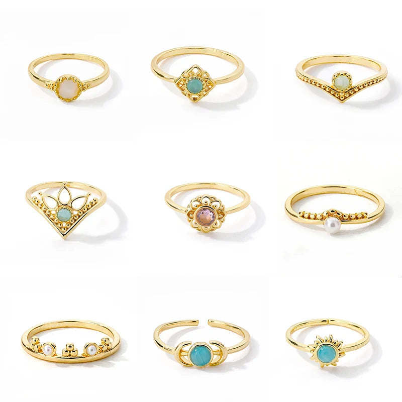 Fashion Opal Finger Rings For Women Stainless Steel Adjustable Couple Geometric Ring Handmade Aesthetic Jewelry Gift Anillos Vera Lux