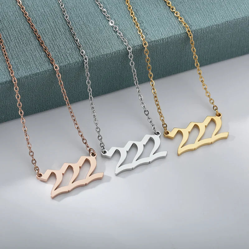 Vintage 111 444 555 666 777 888 999 Angel Number Necklace For Women Stainless Steel Chains Collar Choker Goth Aesthetic Jewelry Vera Lux