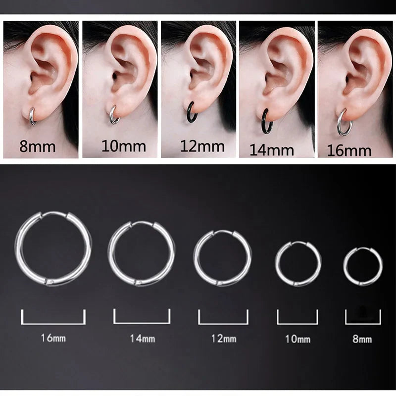 1 pair Women/Man Stainless Steel Small Hoops Earring Piercing Ear Cartilage Tragus Simple Thin Circle Anti-allergic Ear Buckle Vera Lux