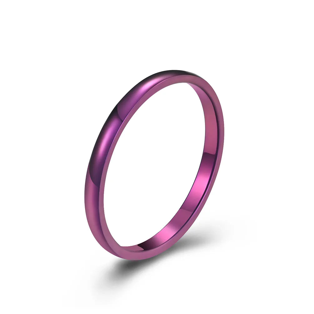2mm Thin Stackable Ring Stainless Steel Couple Rings for Women Men Size 4-12 Vera Lux