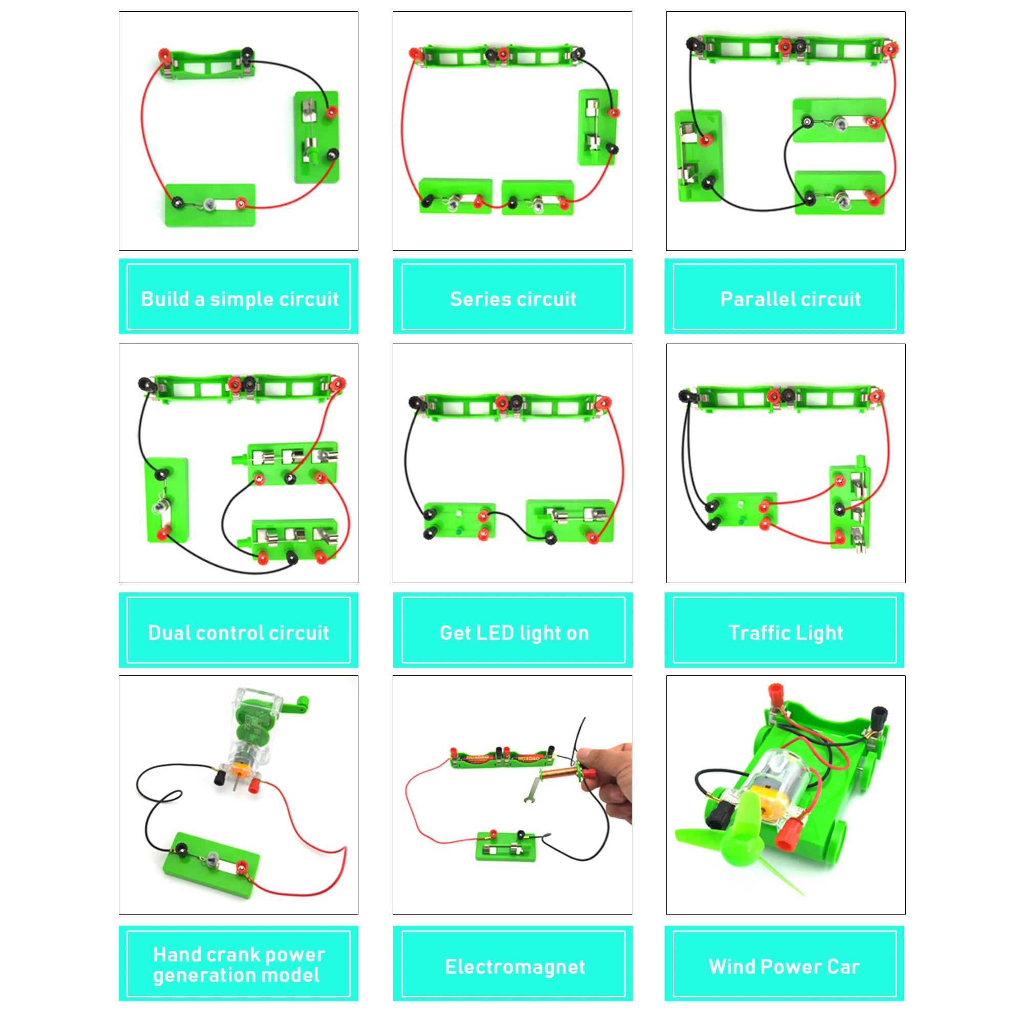 Student Electric Circuit Education Kits for School Lab Learning Physics Electromagnetic Experiments Teaching Aids Science Toys Whatever the Treasure