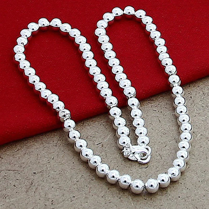 Aravant 925 Silver 4MM/6MM/8MM/10MM Bead Chain Necklace For Men Women Fashion Jewelry Vera Lux