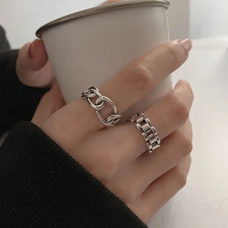 VENTFILLE 925 Sterling Silver Finger Rings New Fashion Creative Cross Hollow Chain Geometric Party Jewelry Gifts Vera Lux
