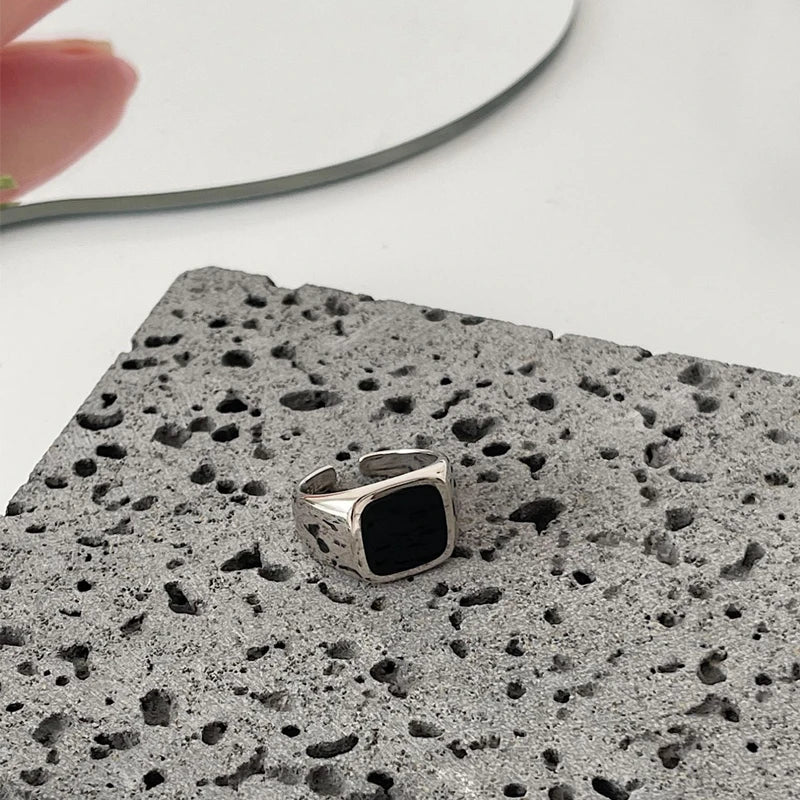 925 Sterling Silver plated Ring for Women Girl Gift Blace Stone Crystal Glaze Retro Punk Open Jewelry Dropship Wholesale Vera Lux