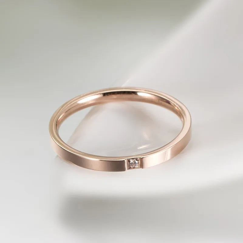 2mm Thin Stackable Ring Stainless Steel Single CZ Wedding Band for Women Girl Size 3-10 Vera Lux