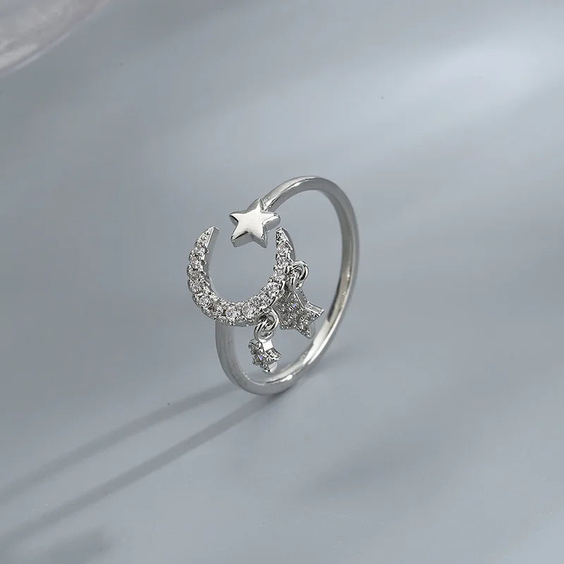 VENTFILLE 925 Silver Moon Tassel Opening Female Fashion Ins Ring Vera Lux