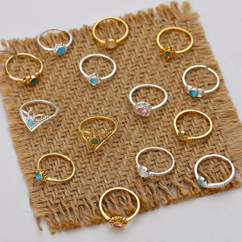 Fashion Opal Finger Rings For Women Stainless Steel Adjustable Couple Geometric Ring Handmade Aesthetic Jewelry Gift Anillos Vera Lux