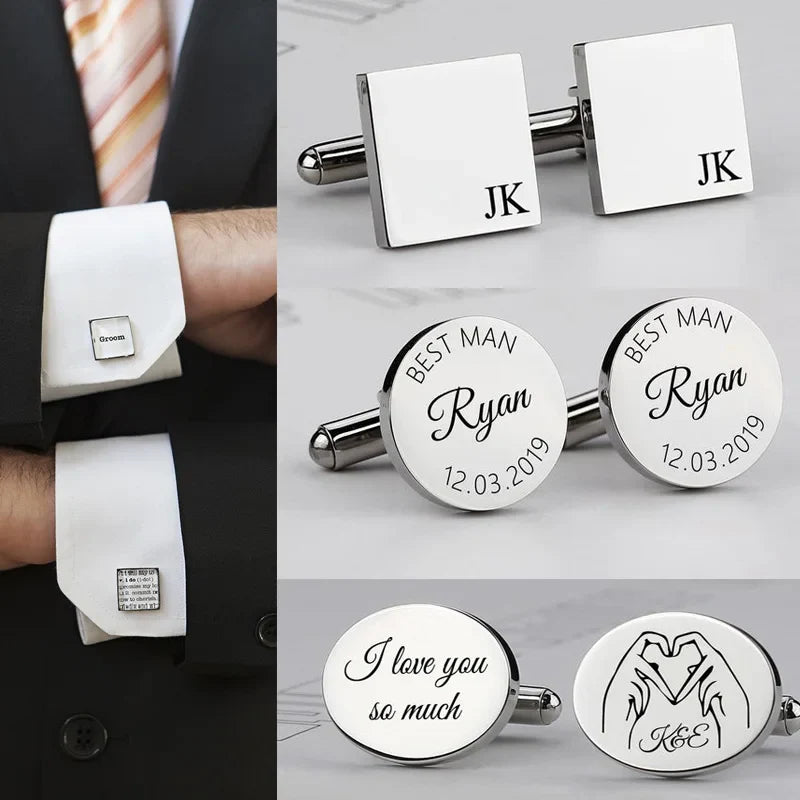 Personalized Man Cufflinks Stainless Steel Shirt Cuff Button Custom Wedding Gifts Mens Cufflinks Vera Lux
