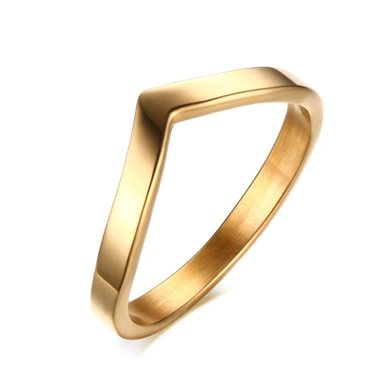 Simple Chevron V Shape Ring or Party 316L Stainless Steel Fashion Jewelry Rings For Women Vera Lux