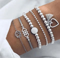 New Bohemian Black Rope Chain Bracelet Set For Women aircraft Shell Moon Heart crystal Charm Bangle Boho Jewelry Vera Lux