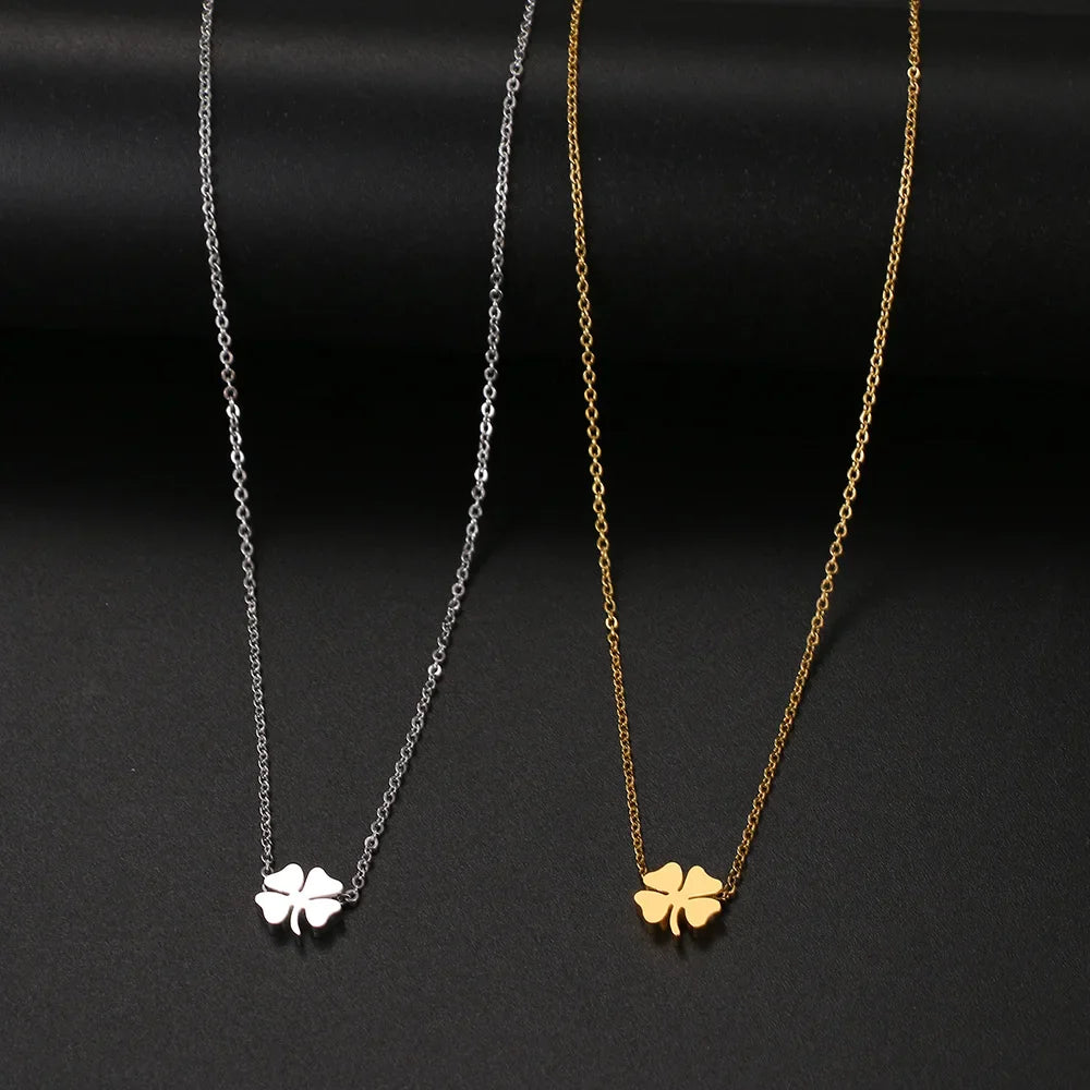 Stainless Steel Necklaces Four Leaf Clover Fashion Classic Style Men Chain Necklace For Women Jewelry Collar Pendant Gifts NEW Vera Lux