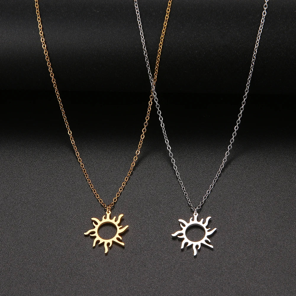 DOTIFI 316L Stainless Steel Necklace Plated Ethnic Sun Totem Pendent Necklaces For Charm Women Birthday Party Fashion Jewelry Vera Lux