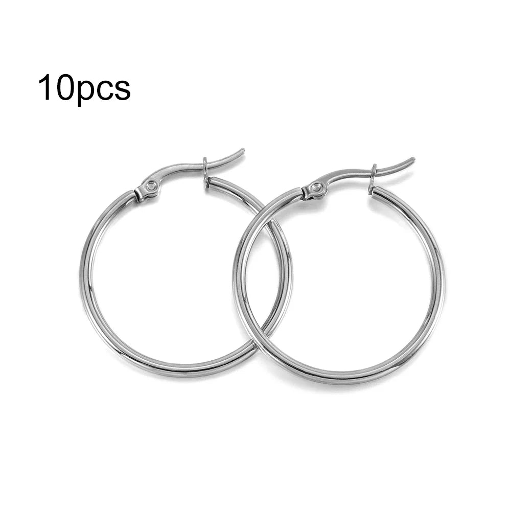 10pcs Black Open Earrings Circle Stainless Steel Earring Hooks 15-50mm Loop Base Ear Ring for DIY Jewelry Making Findings Vera Lux