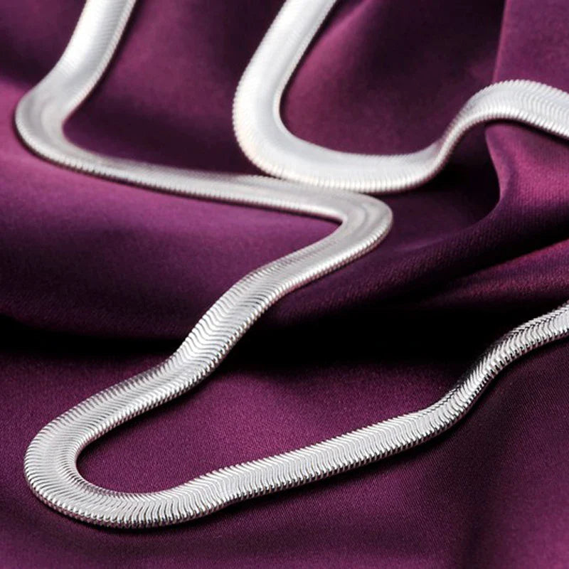 Aravant 925 Sterling Silver 16/18/20/22/24/26 Inch 6MM Flat Snake Chain Necklace For Women Men Fashion Wedding Jewelry Vera Lux