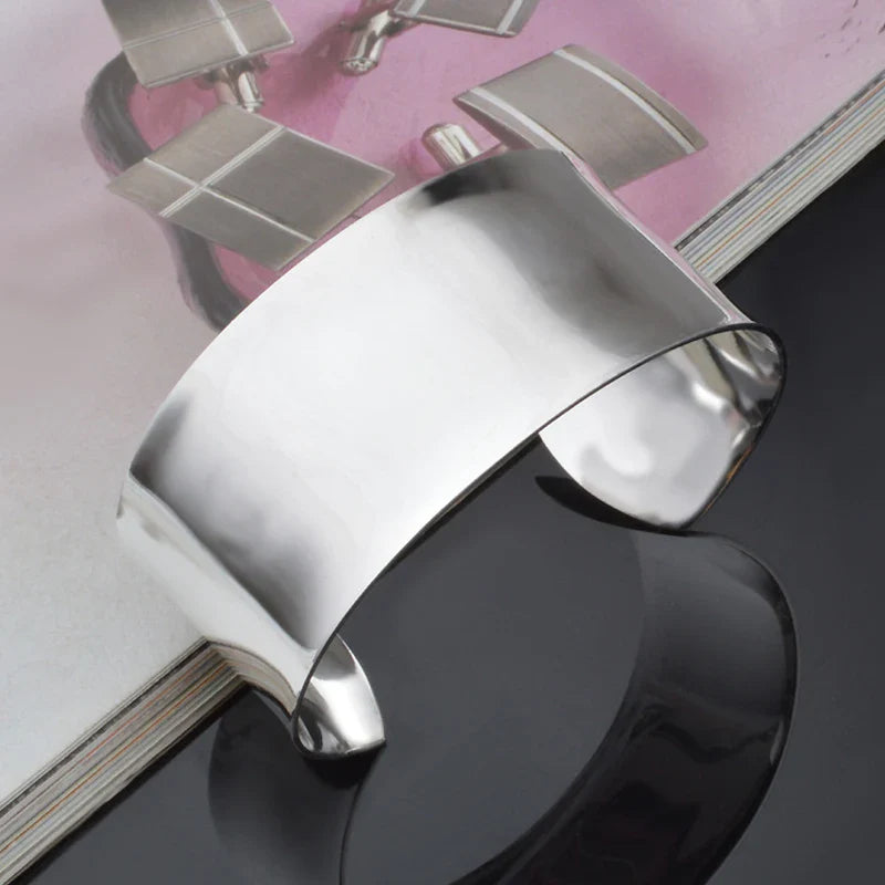 Aravant 925 Silver Wide 30mm Big Smooth Open Bracelet Bangle For Men Women Fashion Jewelry Vera Lux