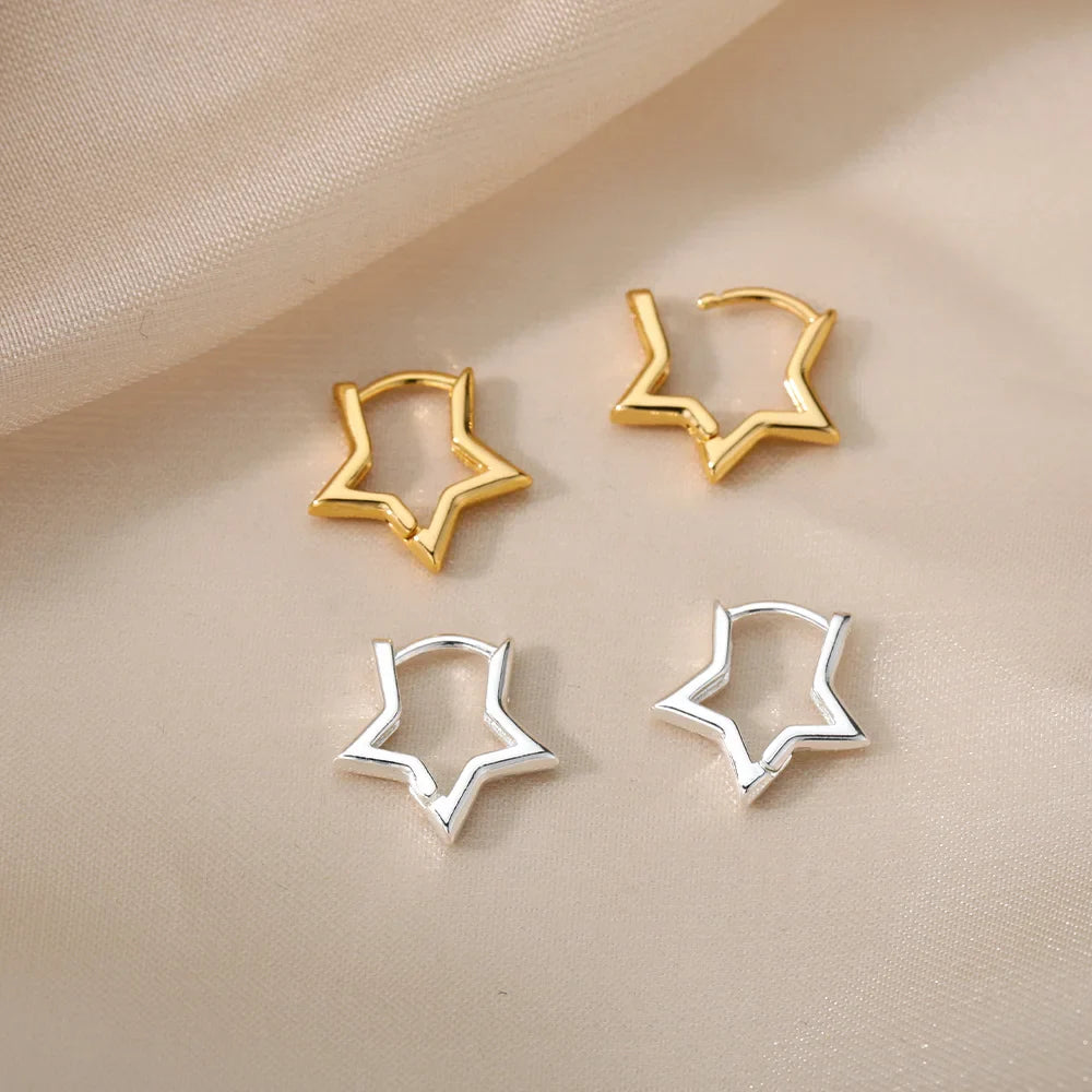 Geometric Star Earrings For Women Stainless Steel Star Hoop Earring Girl Jewelry Gift Charm Hypoallergenic Accessories Brincos Vera Lux